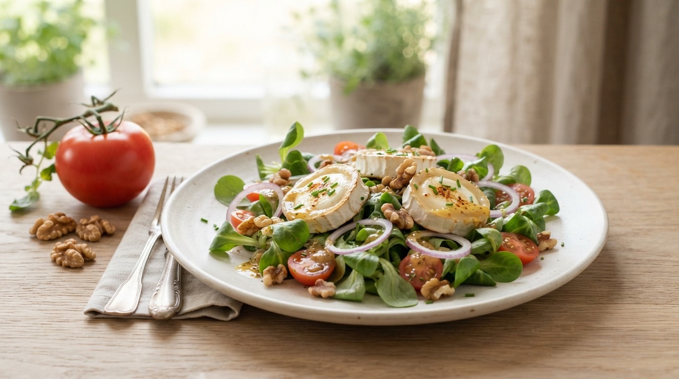 Salade met Geitenkaas, Veldsla en Tomaat