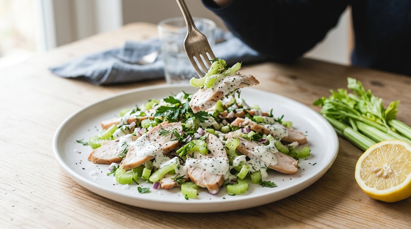 Salade met Gerookte kip en Yoghurtdressing