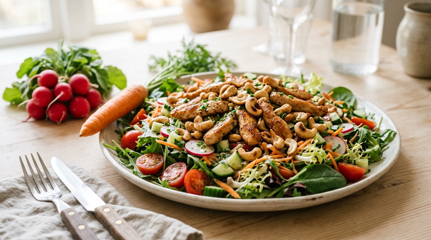 Salade met kip en Cashewnoten