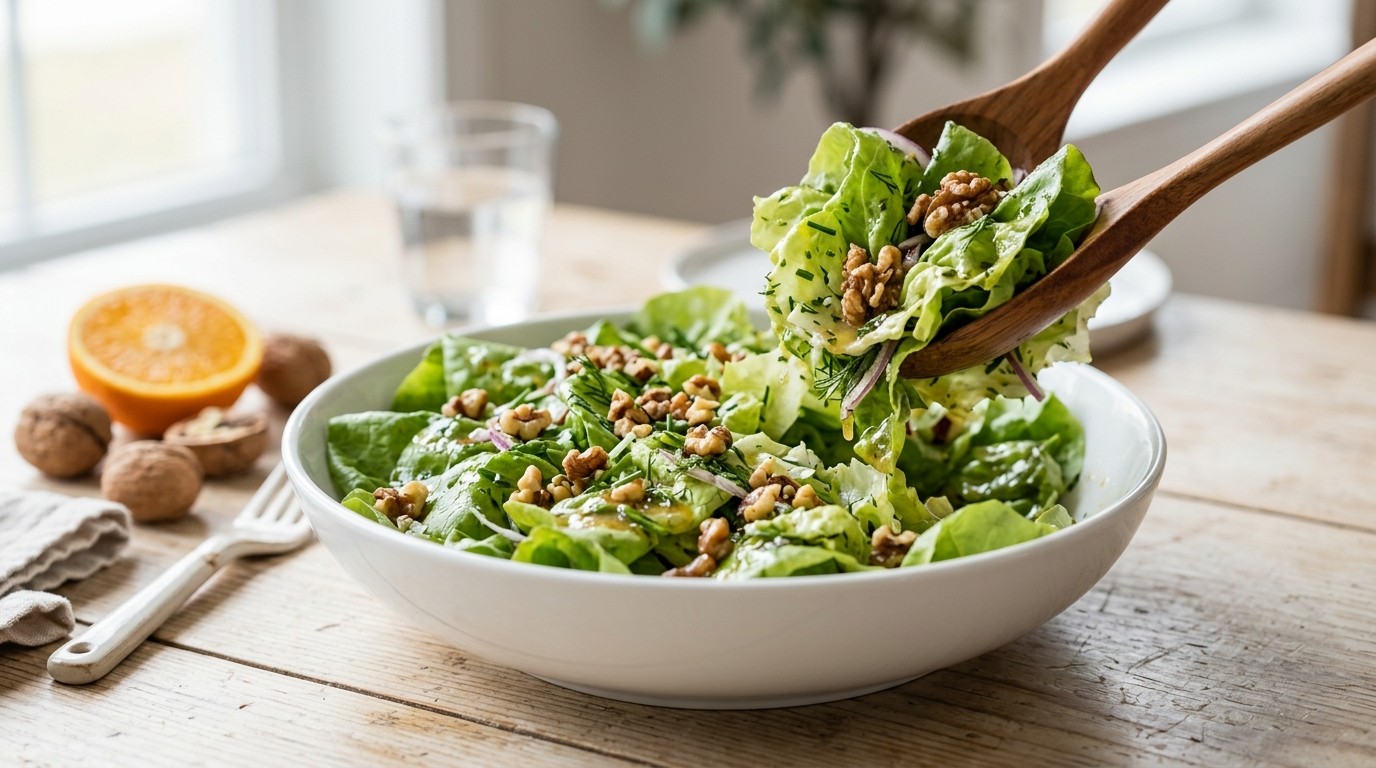 Salade met Kruidendressing en Walnoten recept Salade met Kruidendressing en Walnoten recept