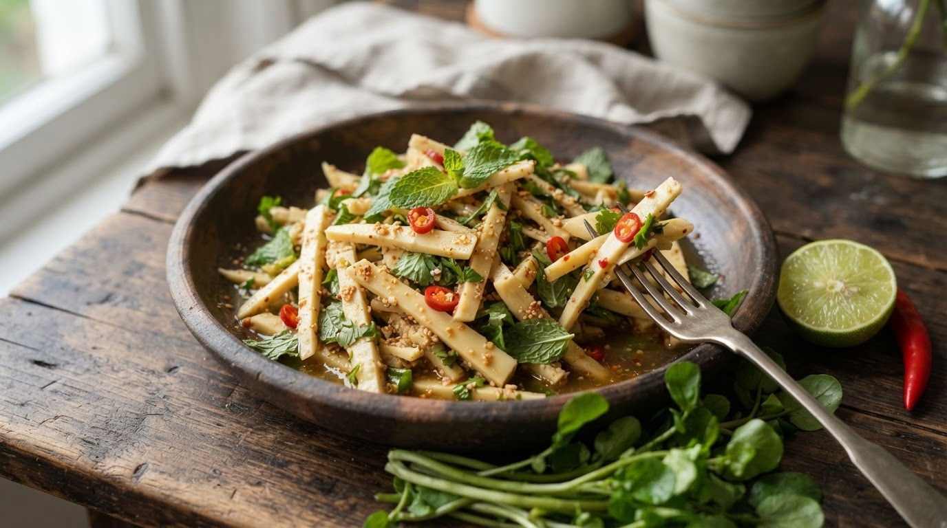 Salade van Bamboescheuten recept Salade van Bamboescheuten recept