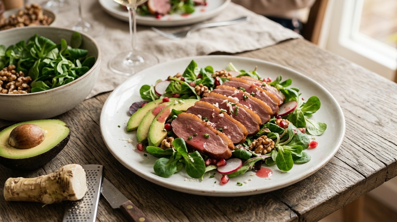 Salade van Gerookte Eendenborst