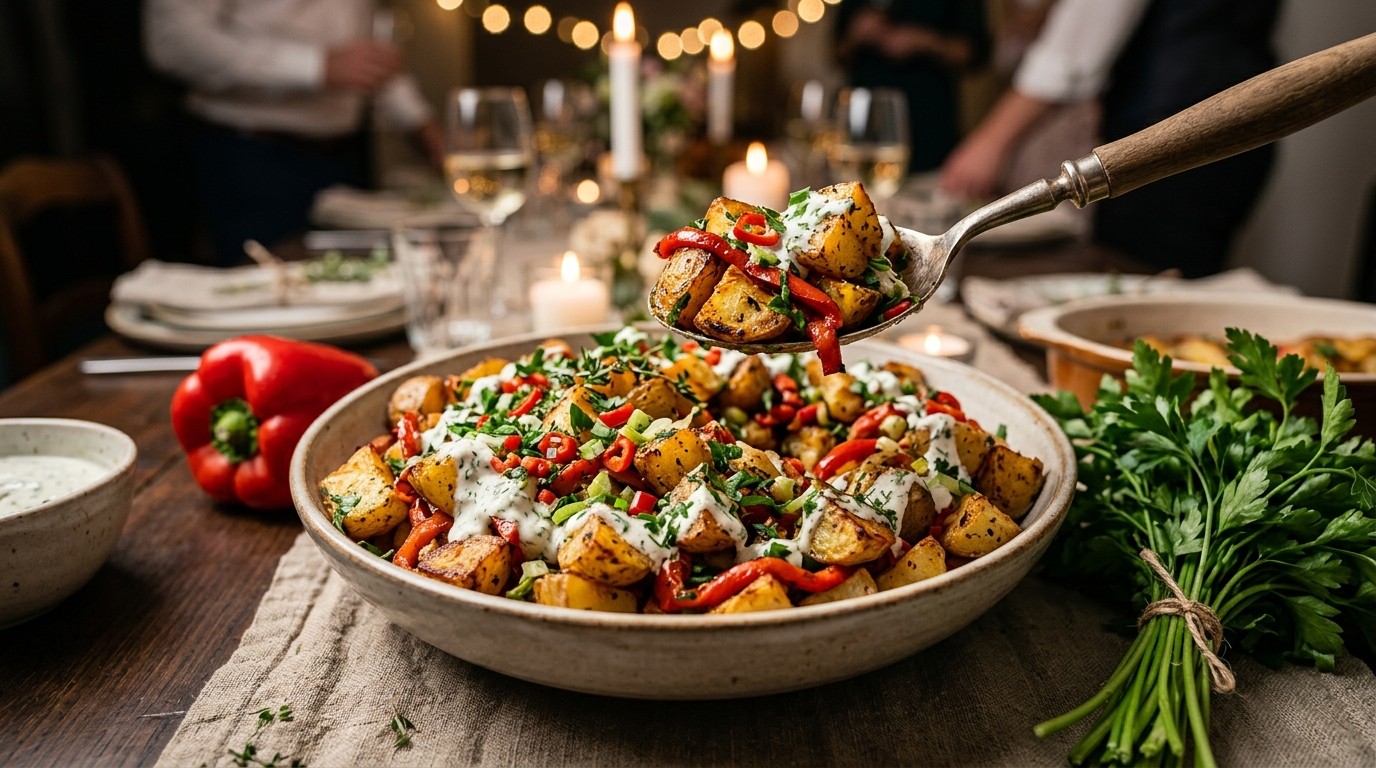 Salade van Geroosterde Aardappels Voor Buffet