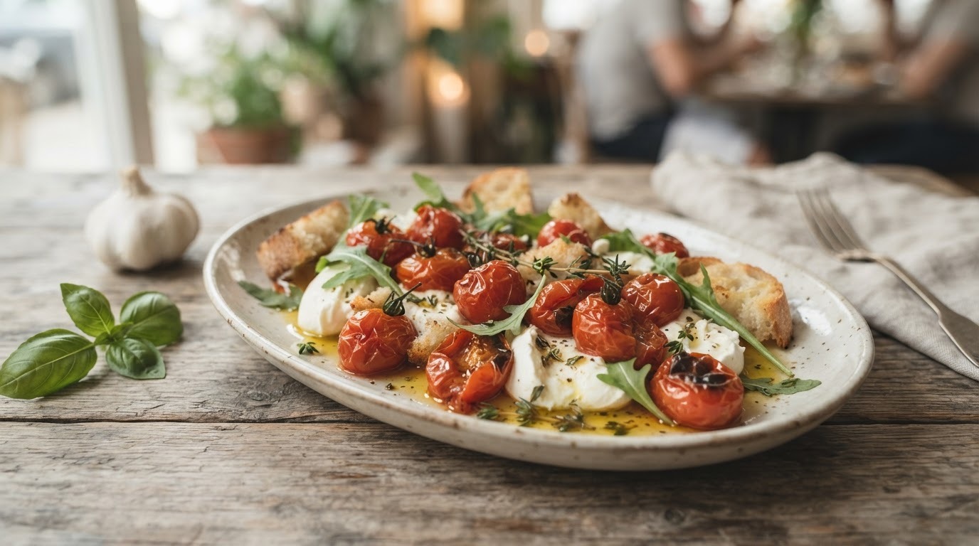 Salade van Geroosterde Tomaat en Mozzarella