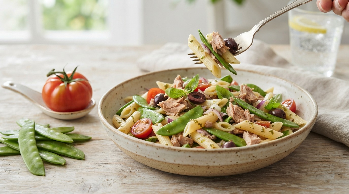 Salade van Penne, Tonijn en Peultjes