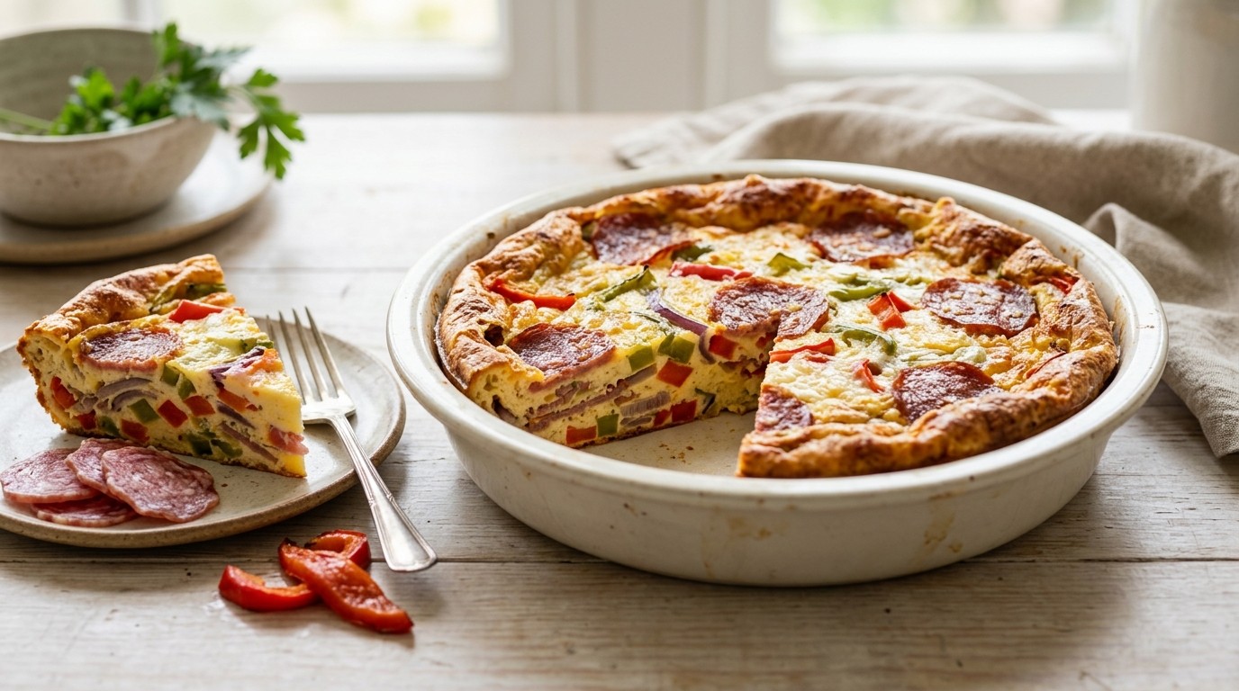Salami-flan recept Salami-flan recept