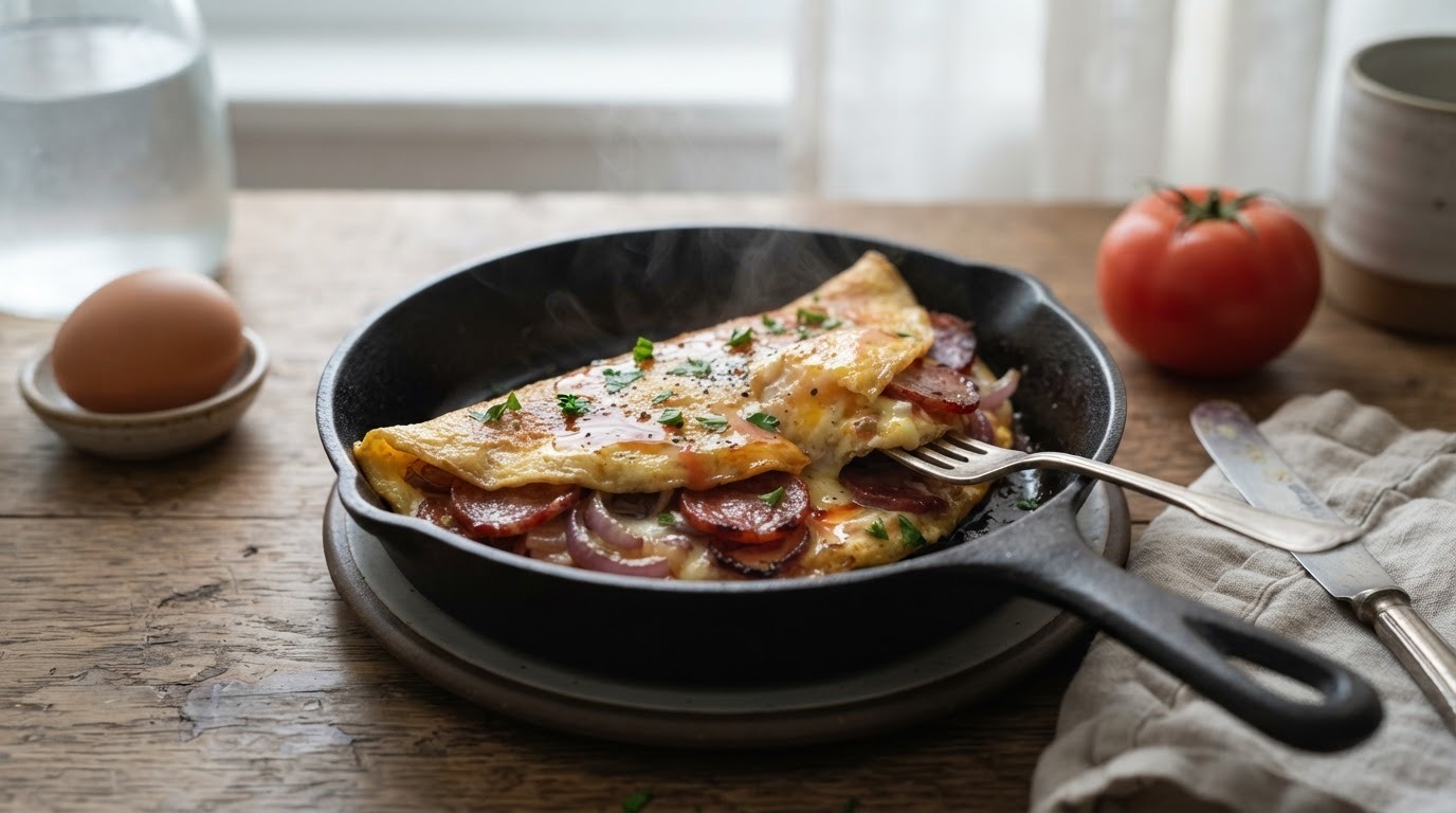 Salami-omelet