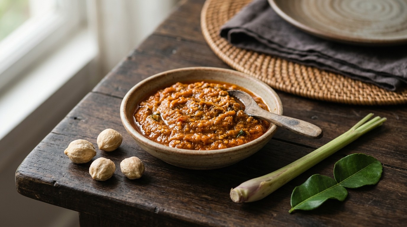 Sambal Budak (pittige Sambal met Kermirienootjes)