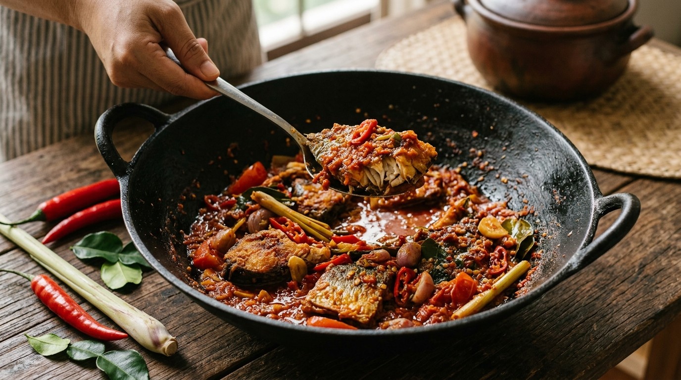 Sambal Ikan Tenggiri (Gebakken Makreel in een Sambalsaus)