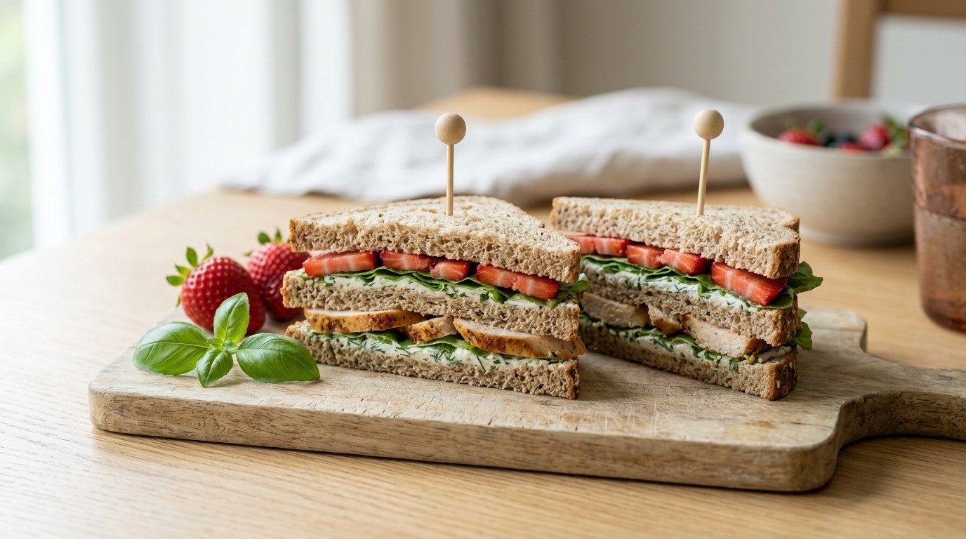 Sandwich met Aardbeien en kip
