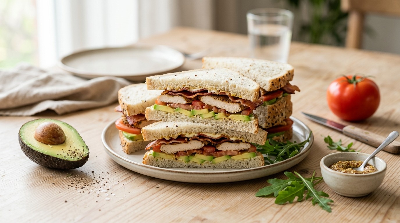 Sandwiches met Avocado, Tomaat, Spek en Kipfilet recept Sandwiches met Avocado, Tomaat, Spek en Kipfilet recept