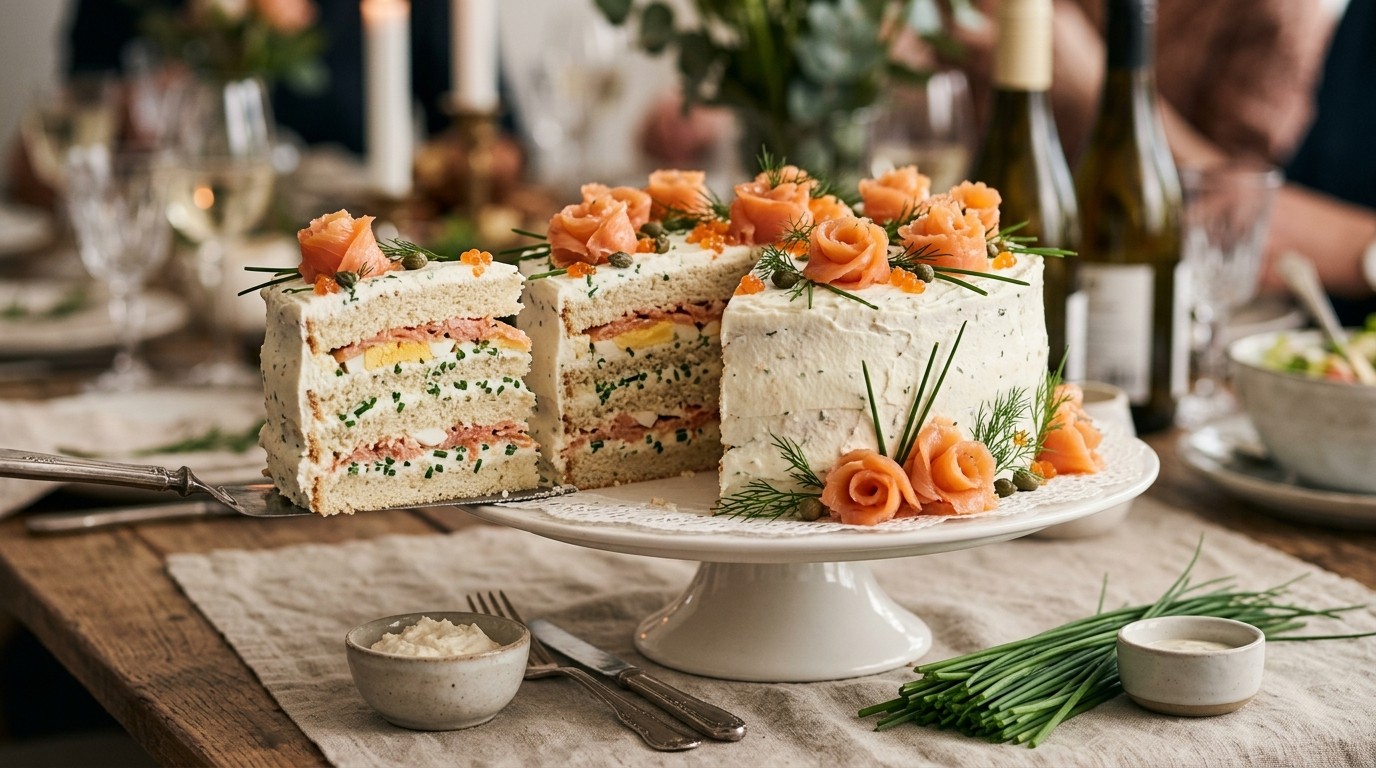Sandwichtaart met Zalm Voor Buffet