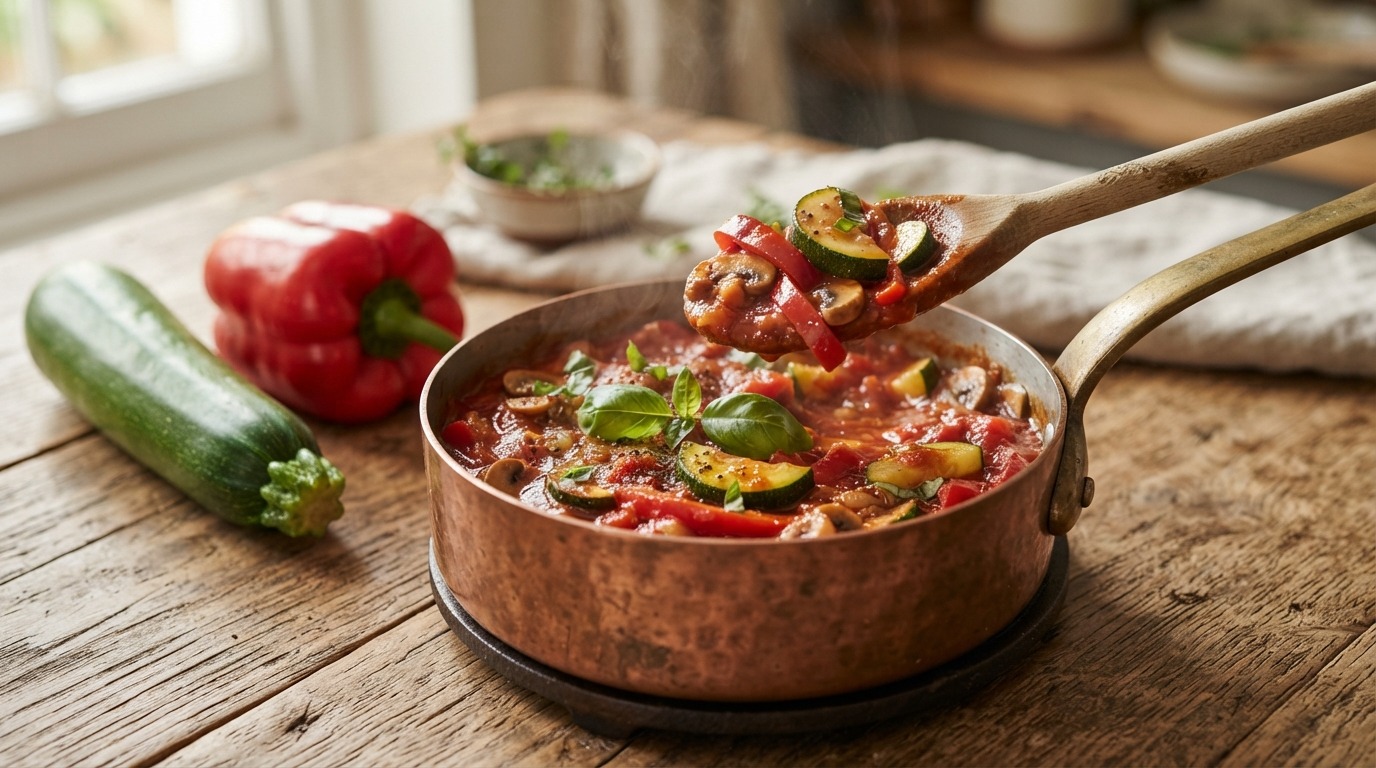 Saus met Courgette en Paprika