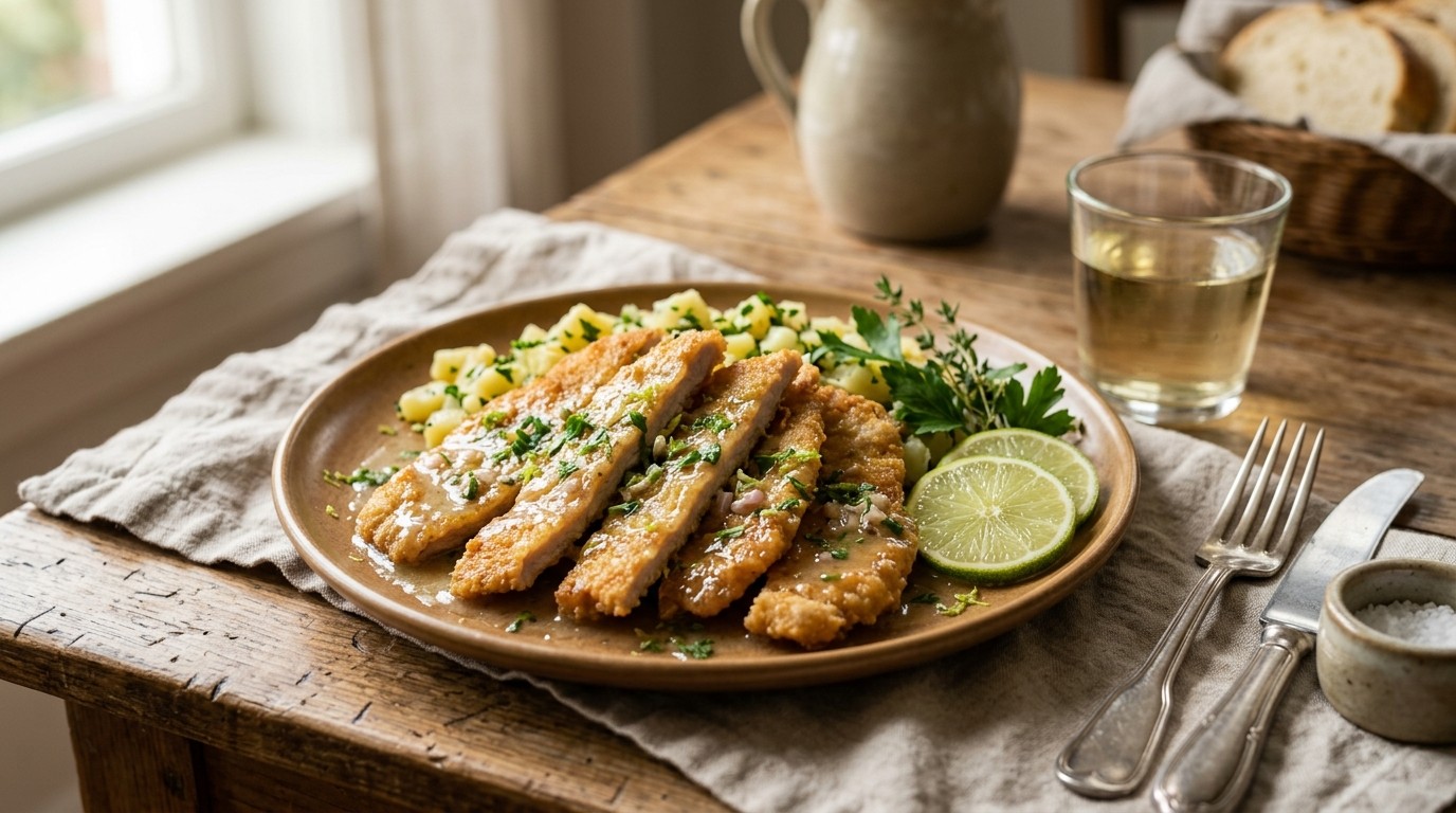 Schnitzel met Limoen-wijnsaus recept Schnitzel met Limoen-wijnsaus recept