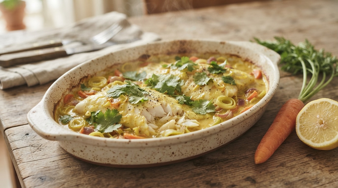 Scholfilet met Kerrieroom uit de Oven
