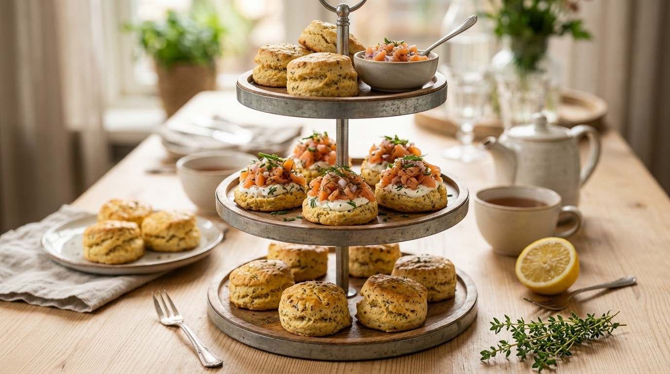 Scones met Zalmtartaar Voor High tea