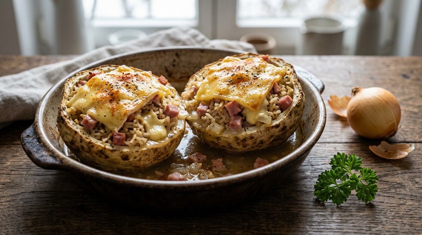 Selderijknol met ham, Kaas en Rijst