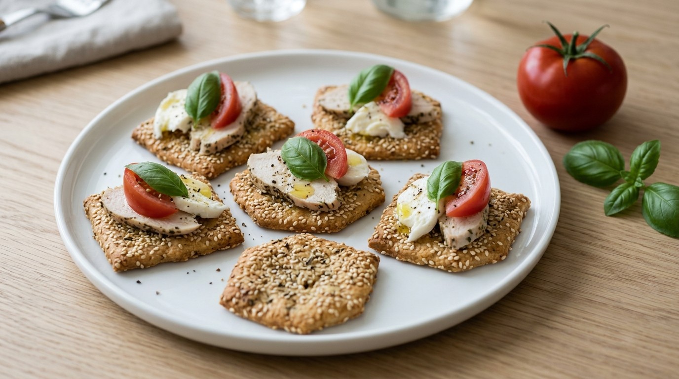Sesamcracker met Gekruide Kipfilet en Mozzarella