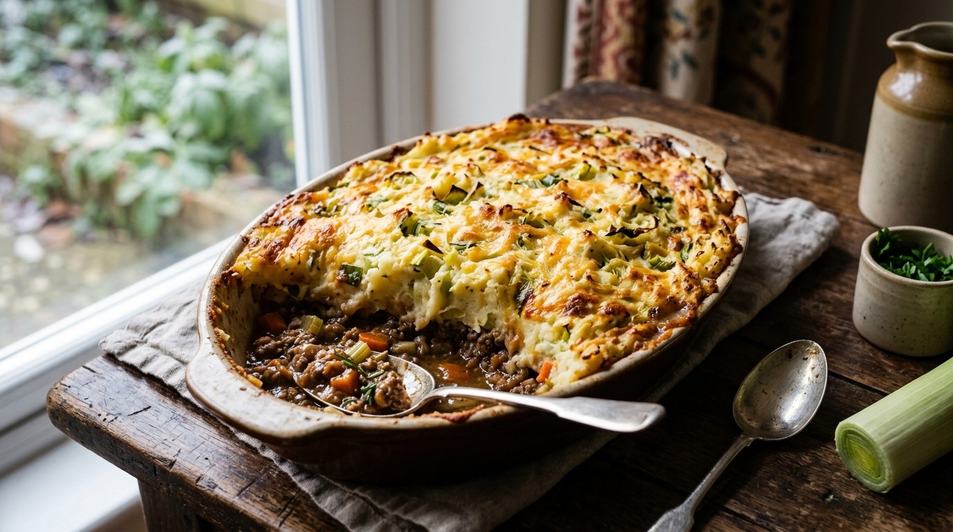 Shepherd's pie met Kaas-prei Topping