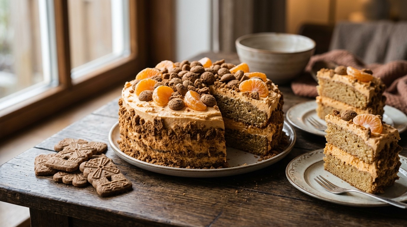 Sinterklaastaart met Pepernoten en Mandarijn recept Sinterklaastaart met Pepernoten en Mandarijn recept
