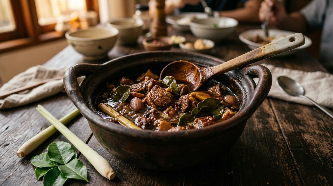 Smoor Kambing Daun Djeruk (gestoofd Geitenvlees met Citroenblad)
