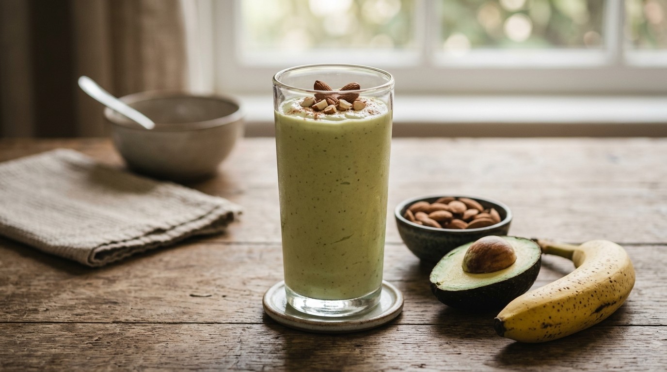 Smoothie Banaan Avocado en Amandelen recept Smoothie Banaan Avocado en Amandelen recept