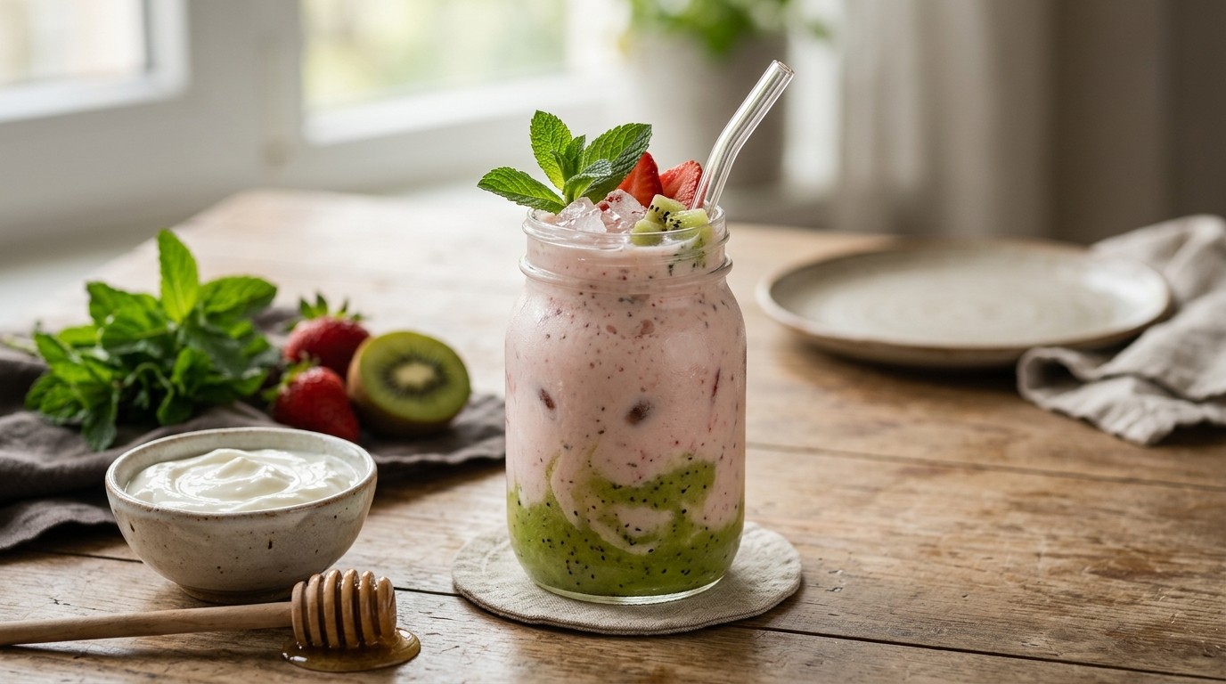 Smoothie van Kiwi, Aardbei en Munt recept Smoothie van Kiwi, Aardbei en Munt recept