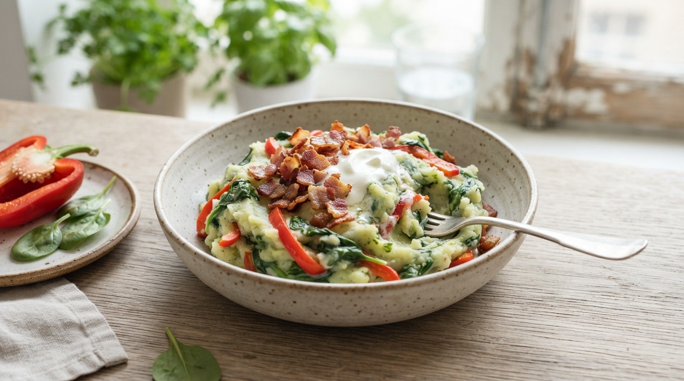 Snel Zomerstamppotje met Spinazie en Paprika