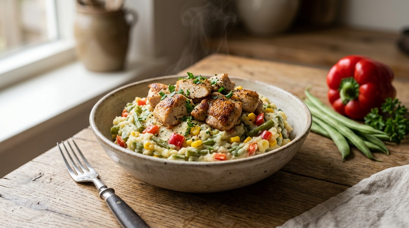 Snijbonen-paprikastampot met kip recept Snijbonen-paprikastampot met kip recept