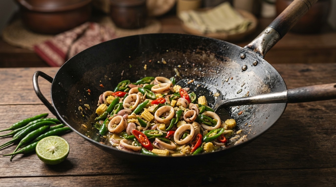 Sontong Lombok Hijau (inktvis met Lomboks) recept Sontong Lombok Hijau (inktvis met Lomboks) recept