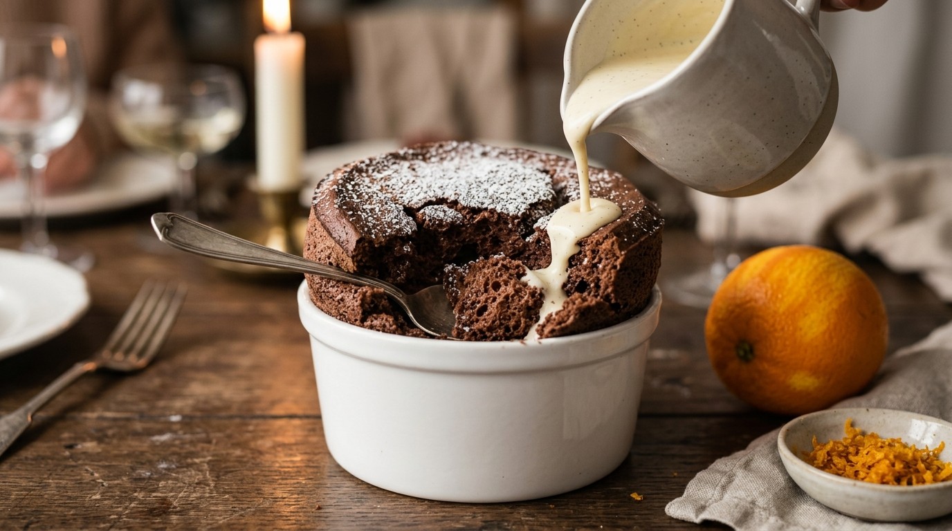 Soufflé met Vanillesaus