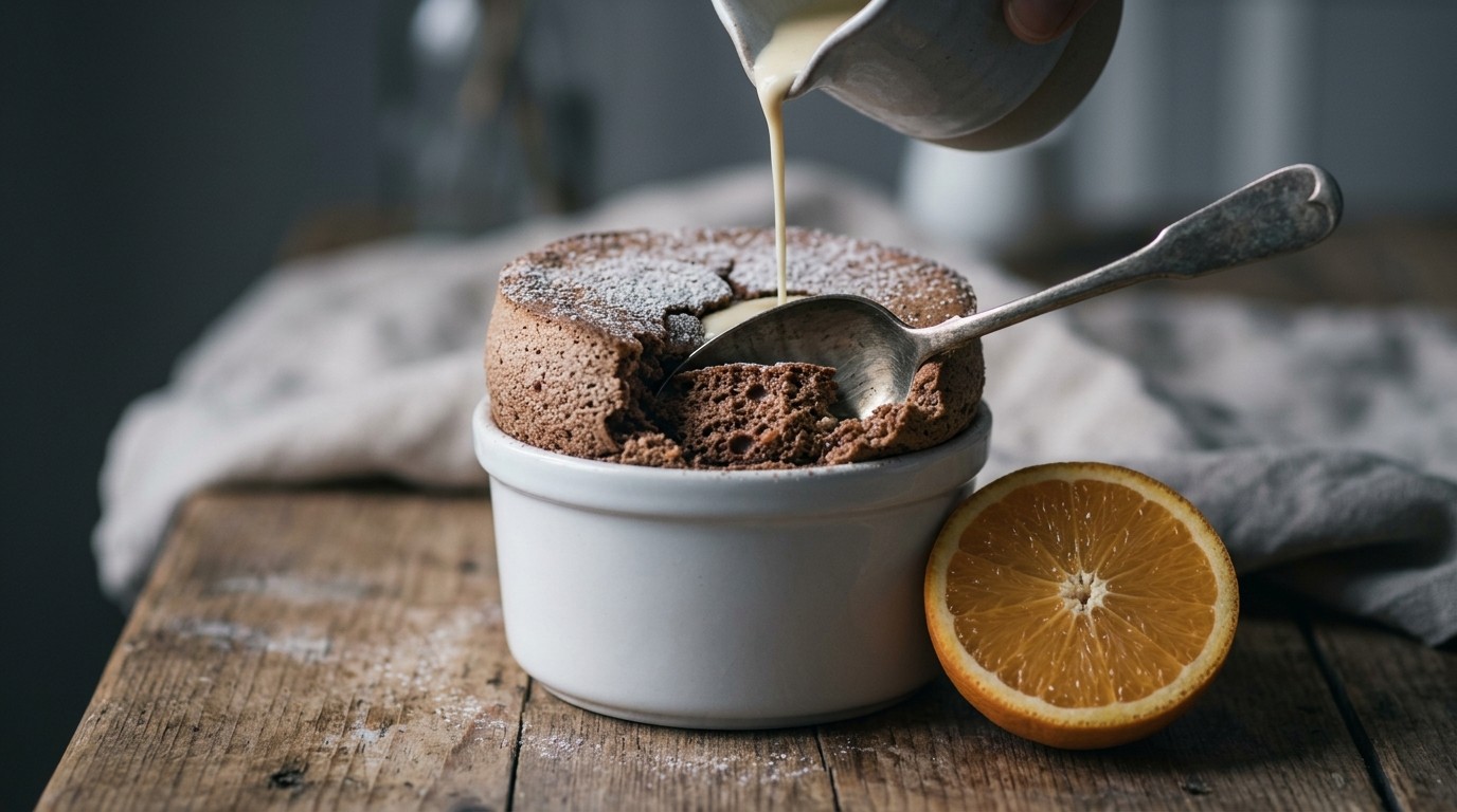Soufflé met Vanillesaus