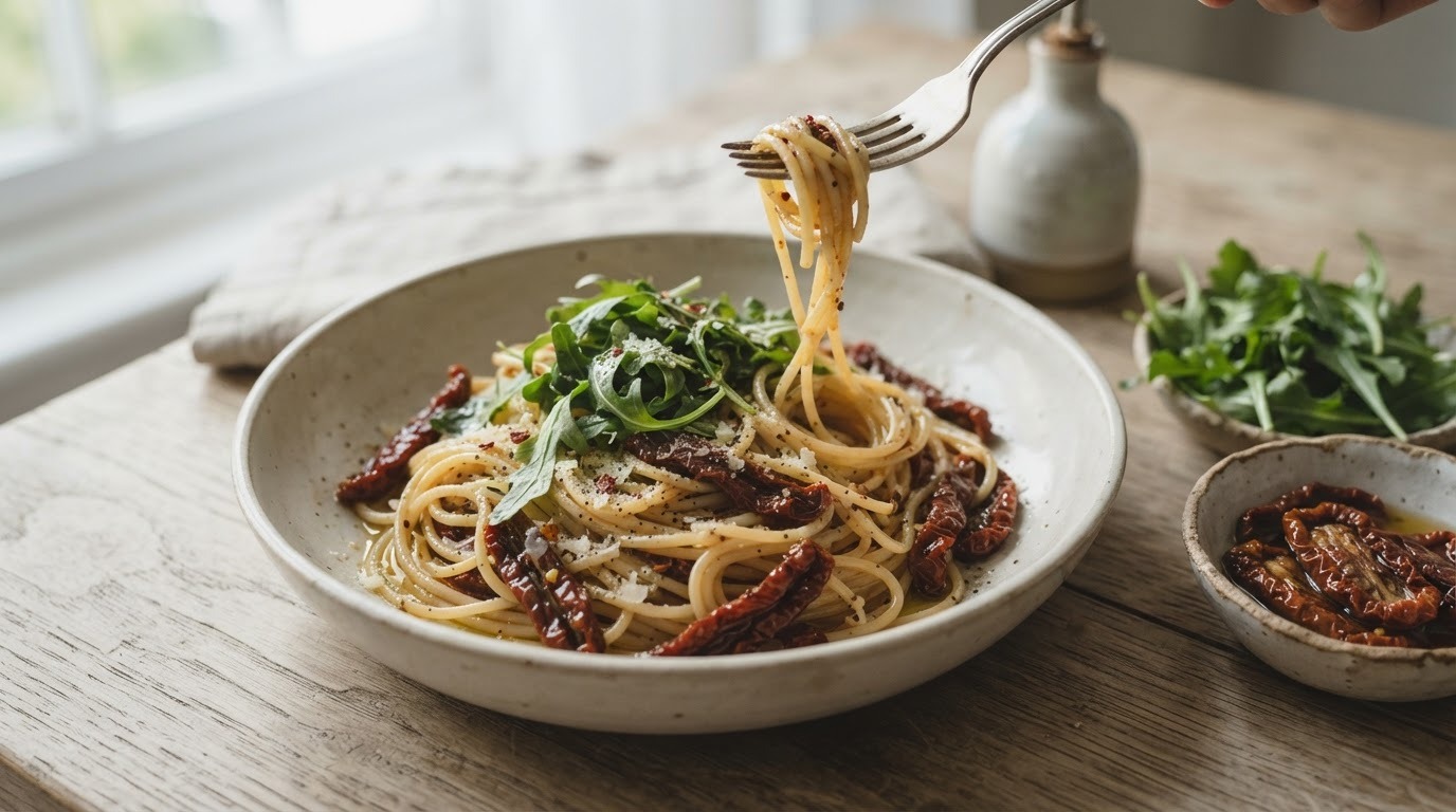 Spagetti met Zongedroogde Tomaatjes recept Spagetti met Zongedroogde Tomaatjes recept