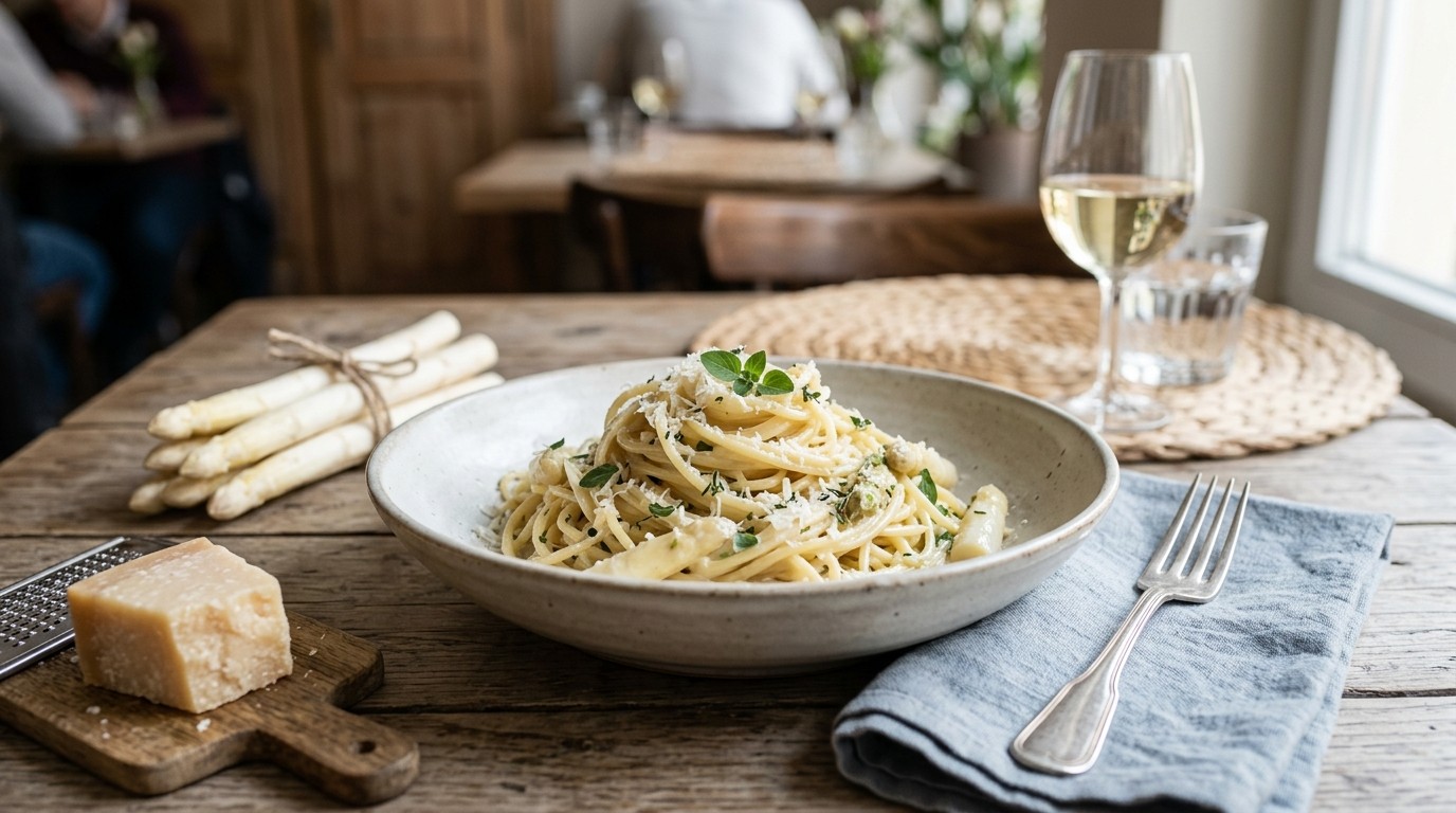Spaghetti met Asperges en Verse Oregano