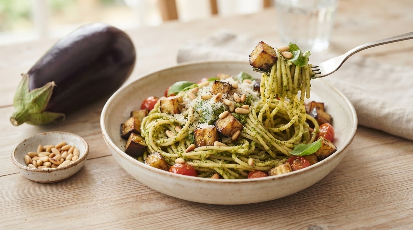 Spaghetti met Aubergine