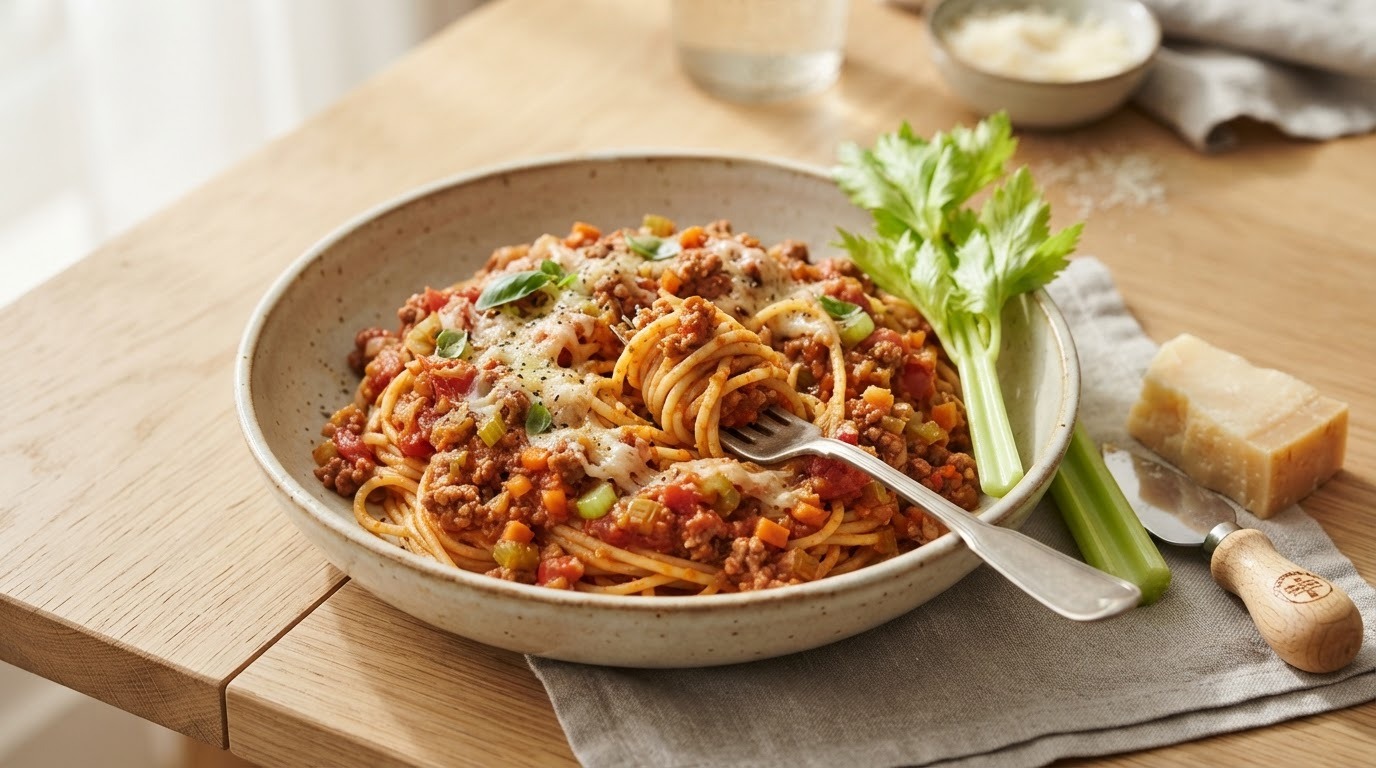 Spaghetti met Bleekselderij en Pastasaus