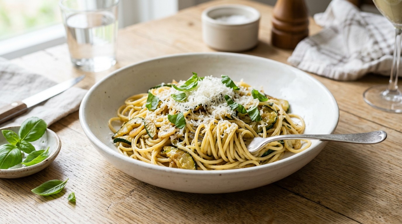 Spaghetti met Courgettes en Parmezaanse Kaas