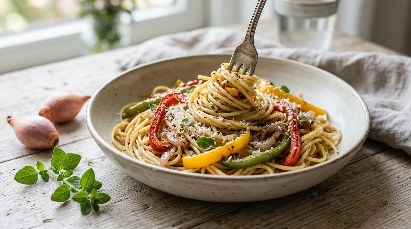 Spaghetti met Gekleurde Paprika