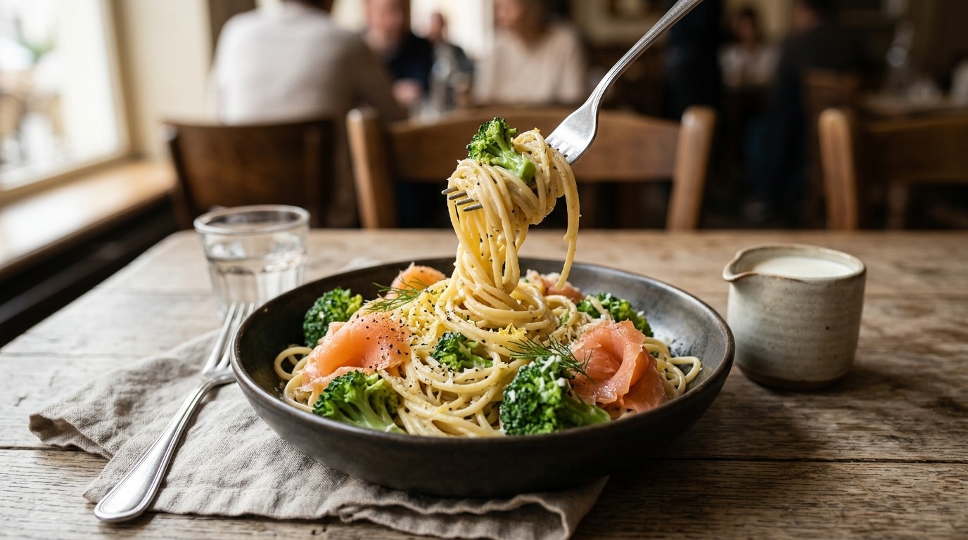 Spaghetti met Gerookte Zalm en Broccoli