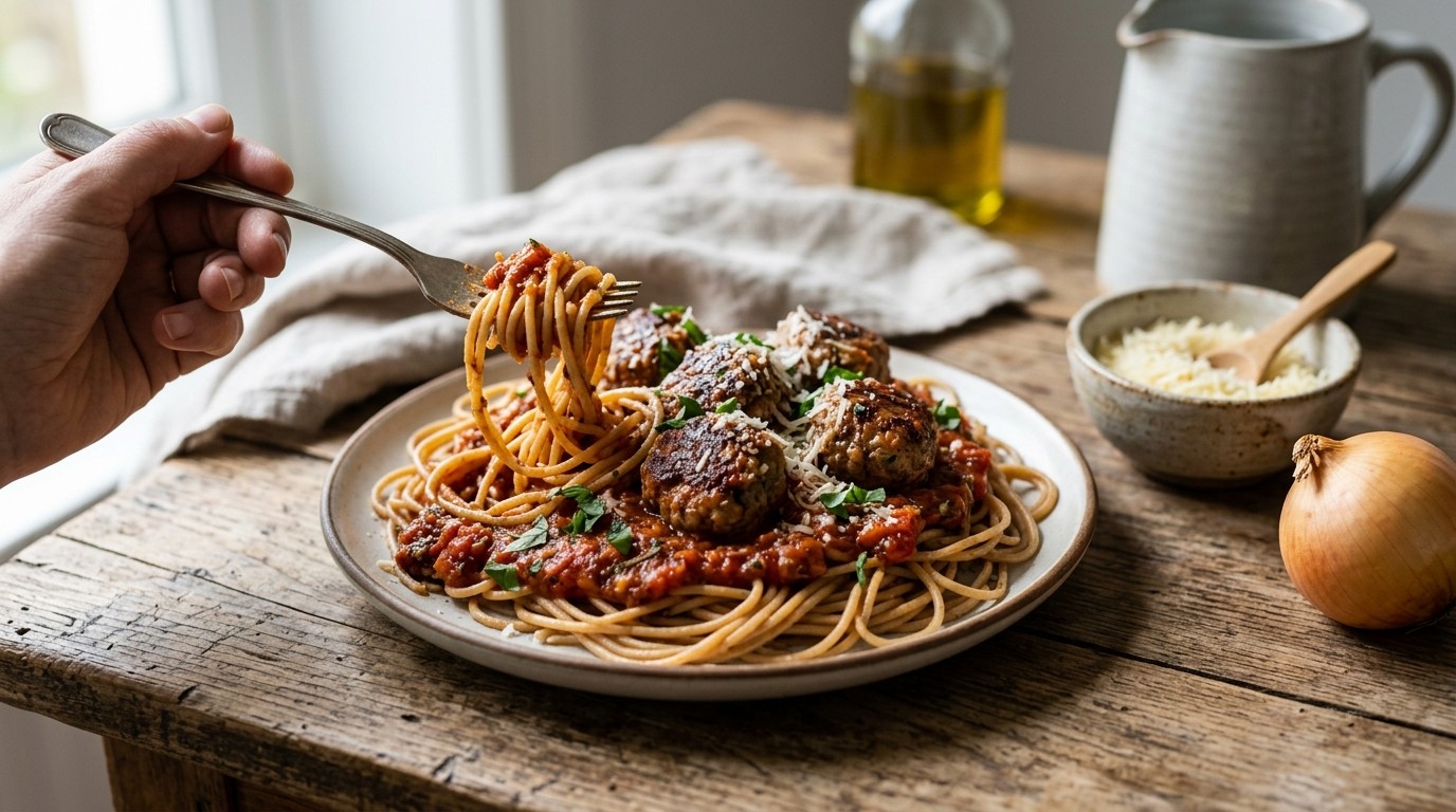 Spaghetti met Tomatensaus en Balletjes