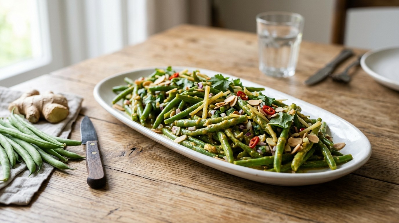 Sperziebonensalade met een Currydressing