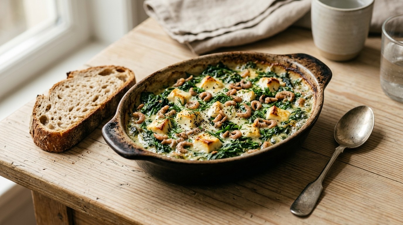 Spinazie met Feta en Garnalen uit de Oven