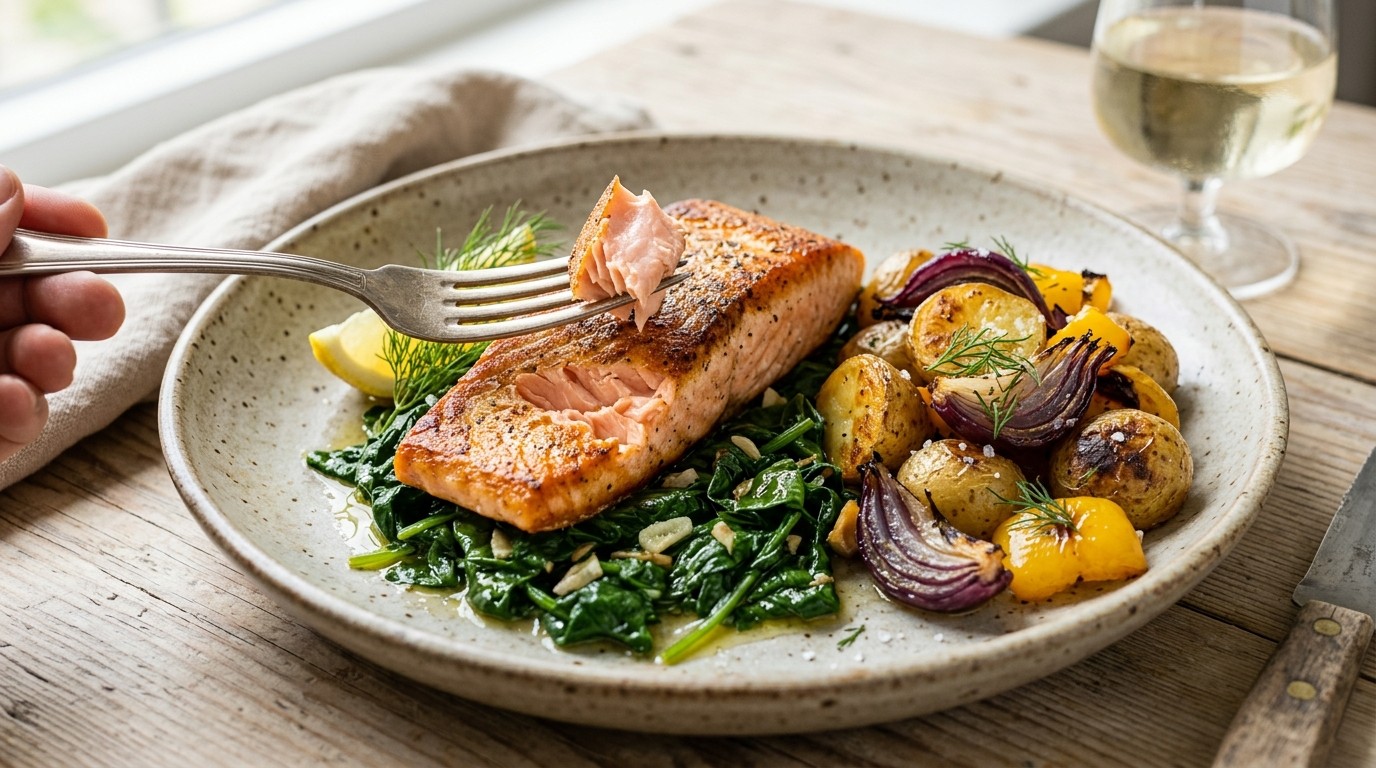 Spinazie met Zalmfilet