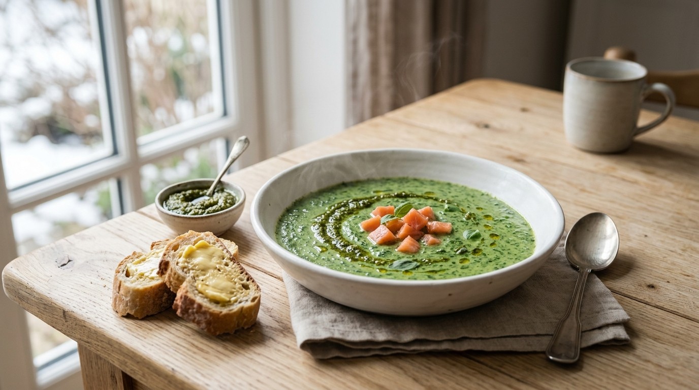 Spinazie Roomsoep met Zalm recept Spinazie Roomsoep met Zalm recept