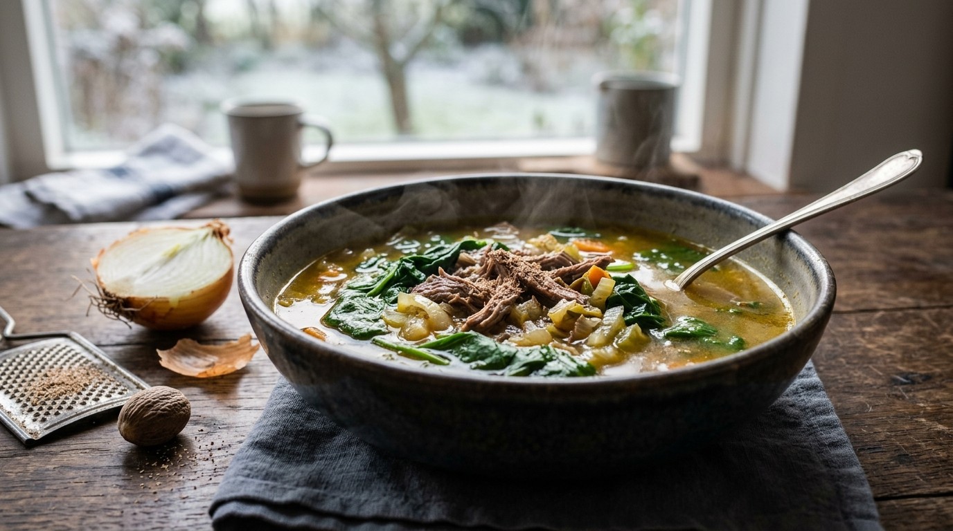 Spinazie-rundvleessoep