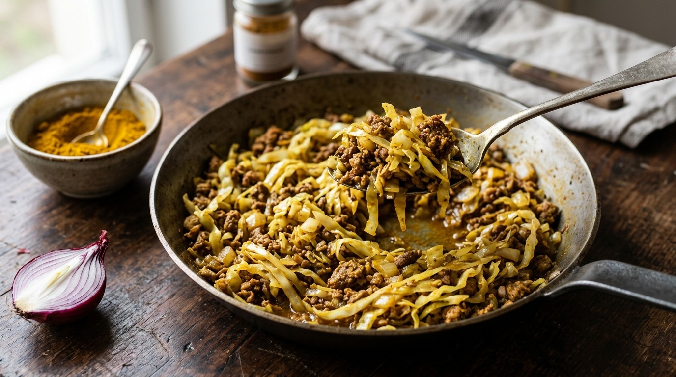 Spitskoolschotel met Kerrie Masala