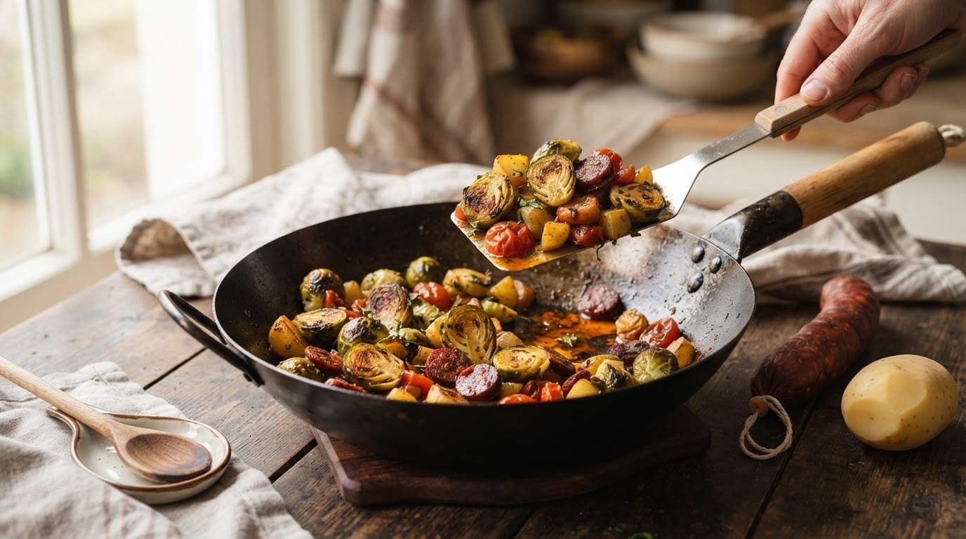Spruitjes met Chorizo uit de wok
