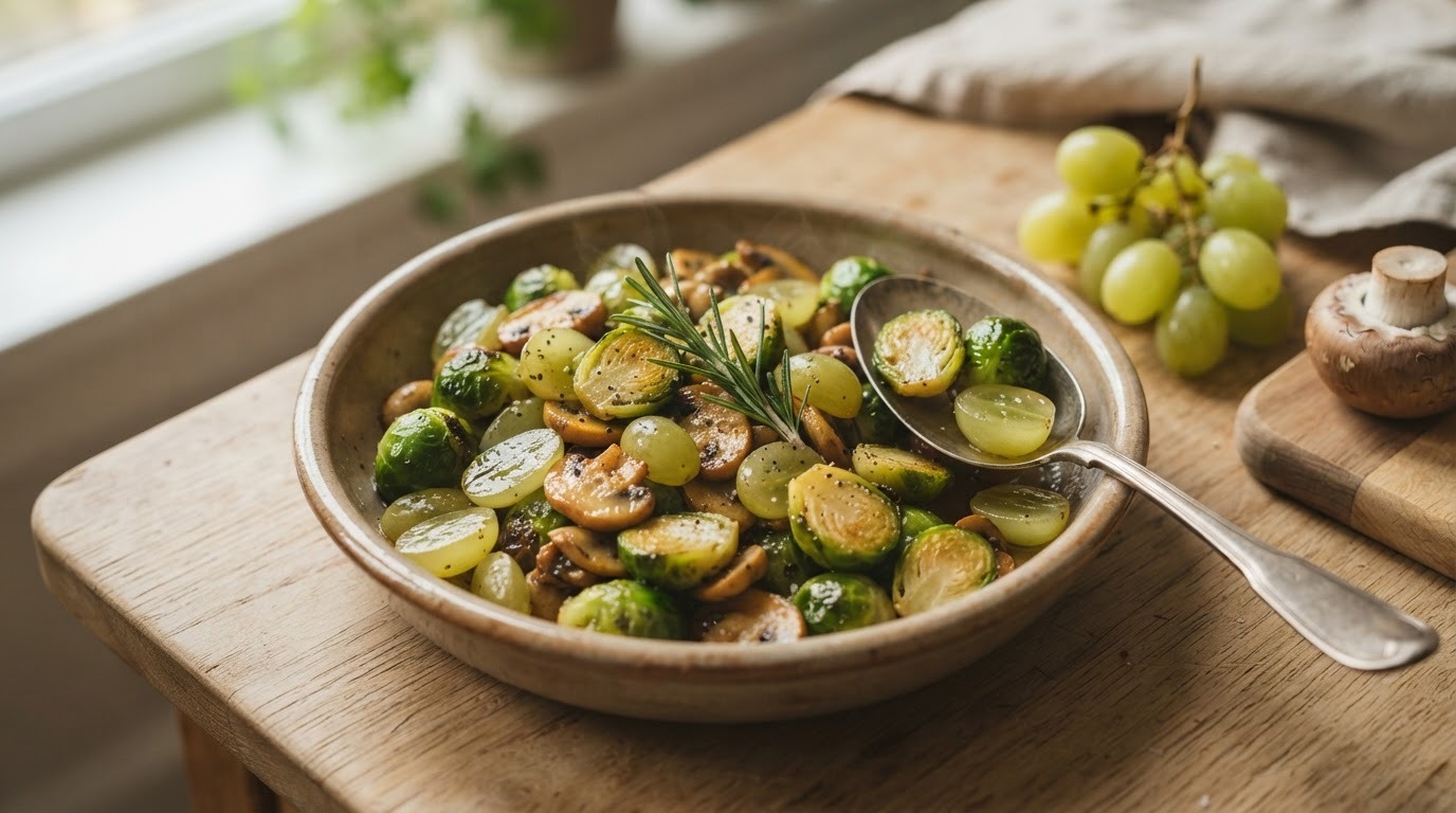 Spruitjes met Druiven en Champignons