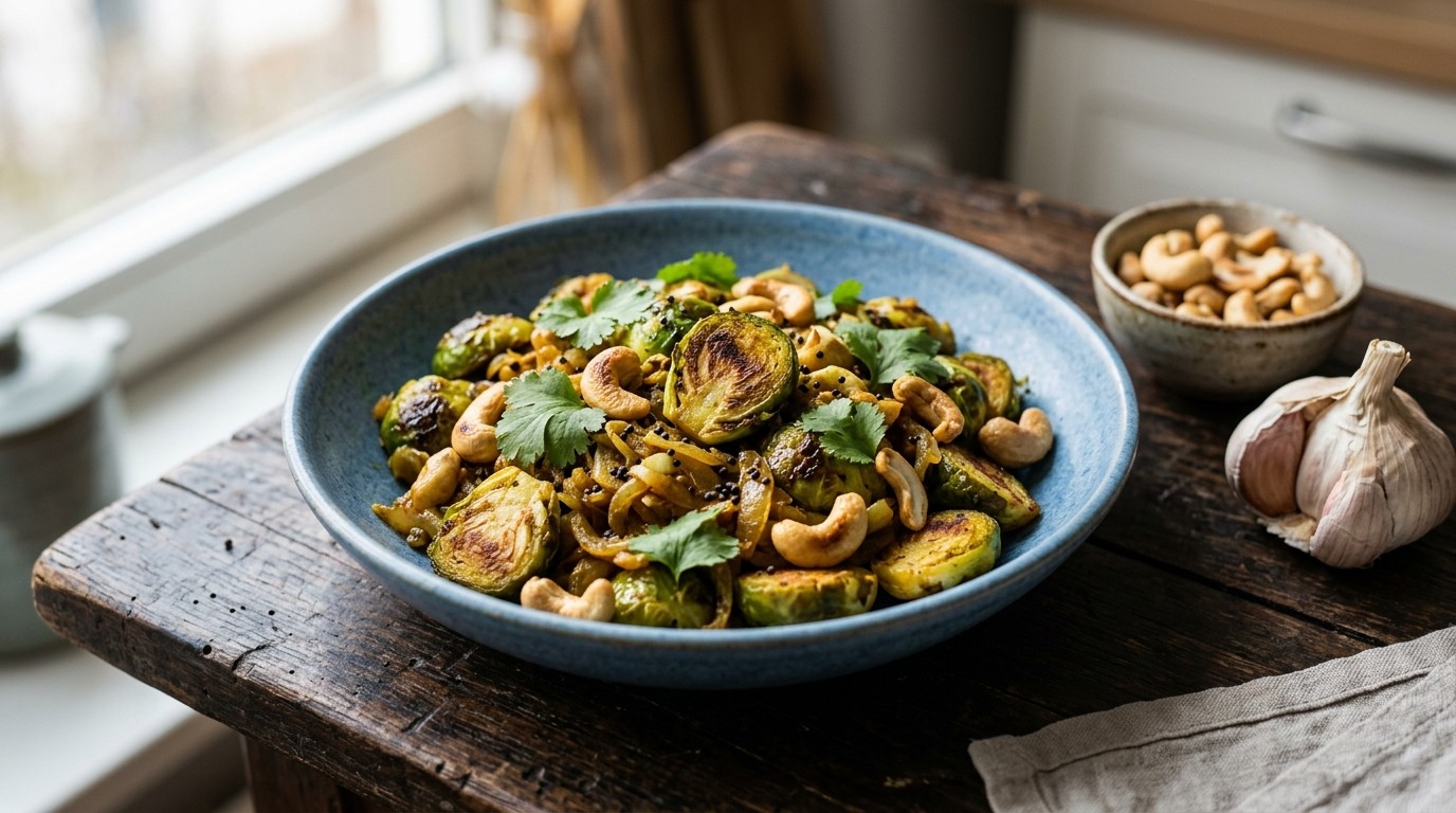 Spruitjes met Kerrie en Cashewnoten