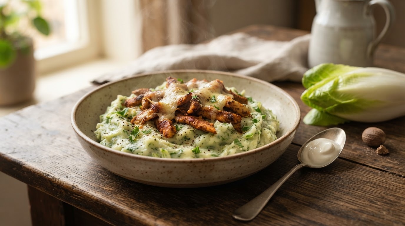 Stamppot Rauwe Andijvie met Shoarmavlees recept Stamppot Rauwe Andijvie met Shoarmavlees recept